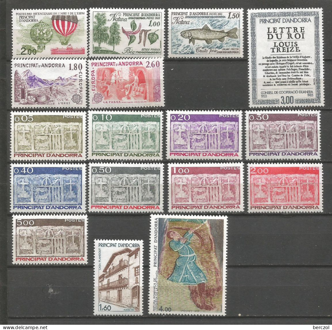 ANDORRE ANNEE 1983 LOT DE 17 TP N°310 à 326 NEUFS** MNH TB COTE 17,80 € - Unused Stamps