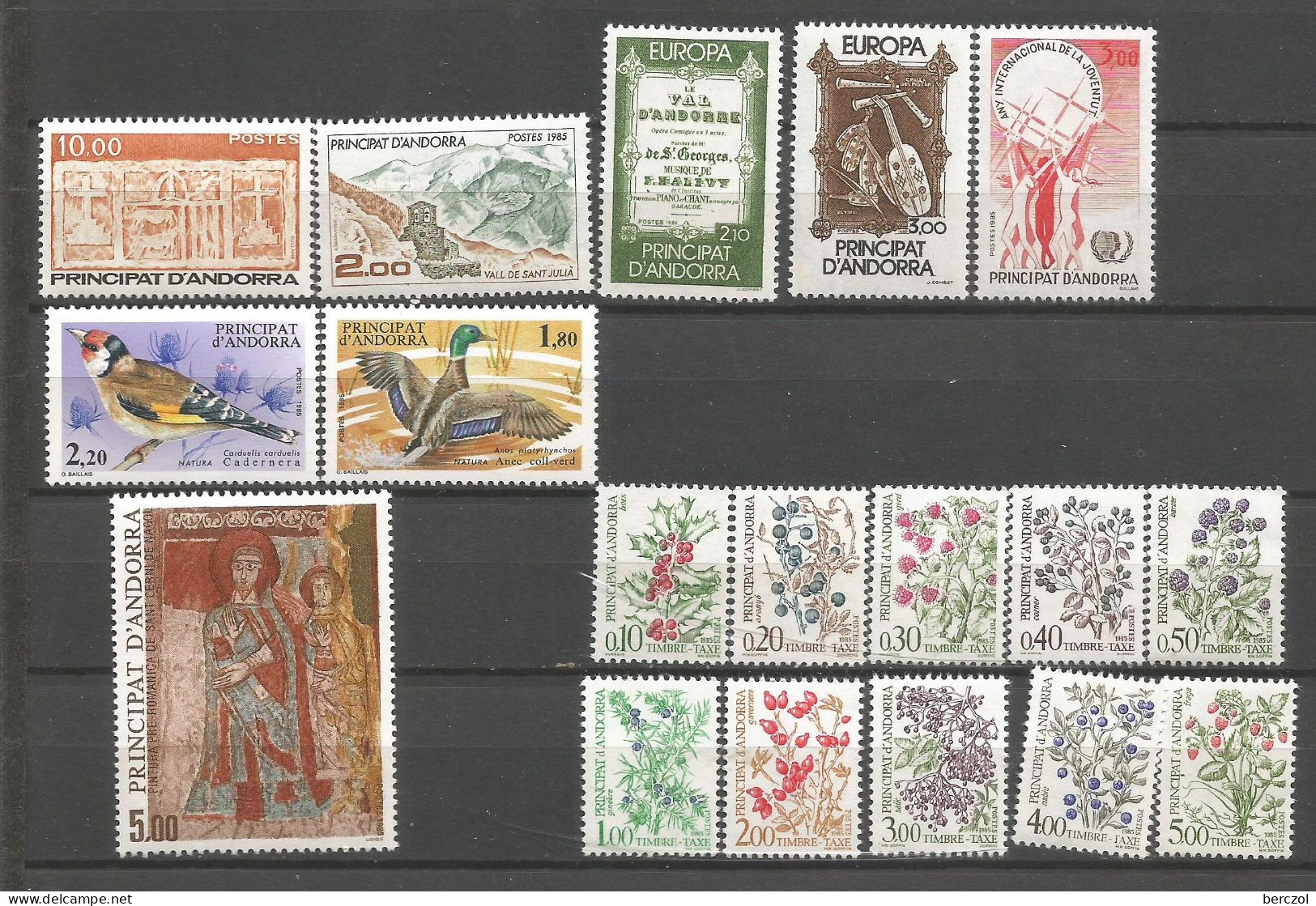 ANDORRE ANNEE 1985 LOT DE 18 TP N°337 à 344 TAXE 53 à 67 NEUFS** MNH TB COTE 42,20 € - Nuovi