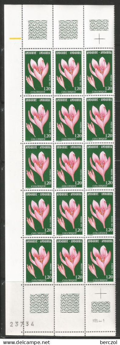 ANDORRE ANNEE 1975 N°247 NEUFS** MNH BLOC DE 15 EX TB COTE 18,00 €  - Unused Stamps
