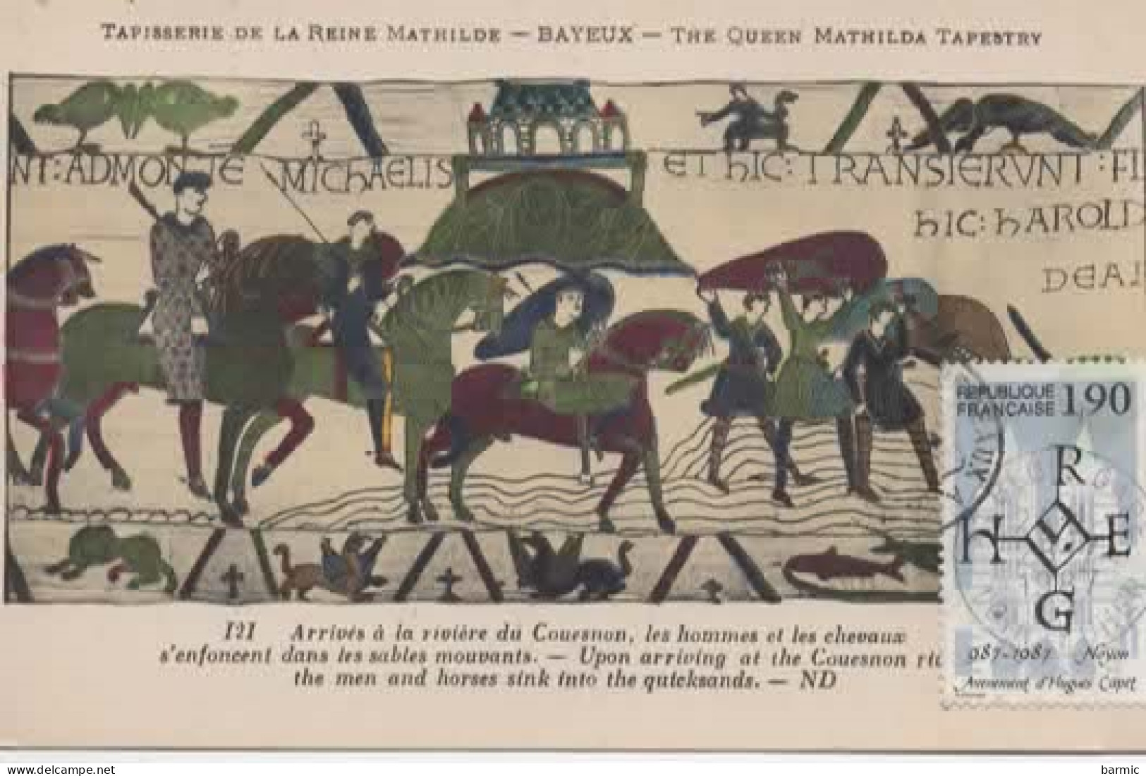 TAPISSERIE DE LA REINE MATHILDE BAYEUX, ARRIVEE A LA RIVIERE DU COUESNON COULEUR  REF 16264 - Andere & Zonder Classificatie