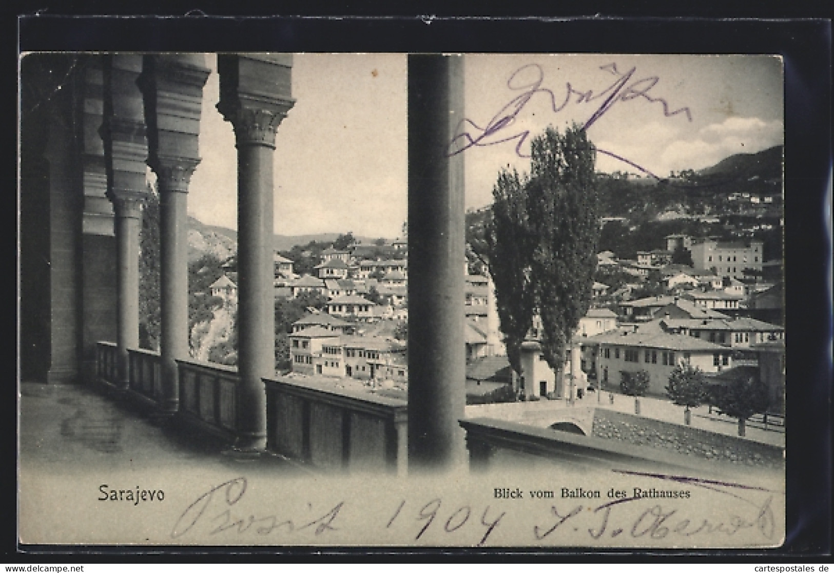 AK Sarajevo, Blick Vom Balkon Des Rathauses  - Bosnien-Herzegowina