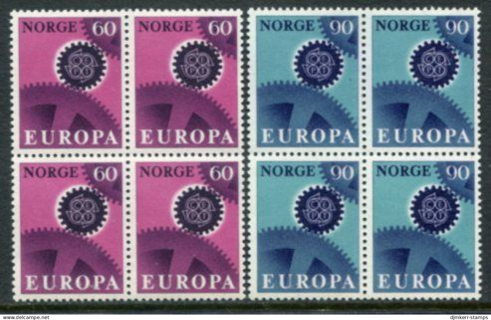 NORWAY 1967 Europa Blocks Of 4 MNH / **.  Michel 555-56 - Unused Stamps