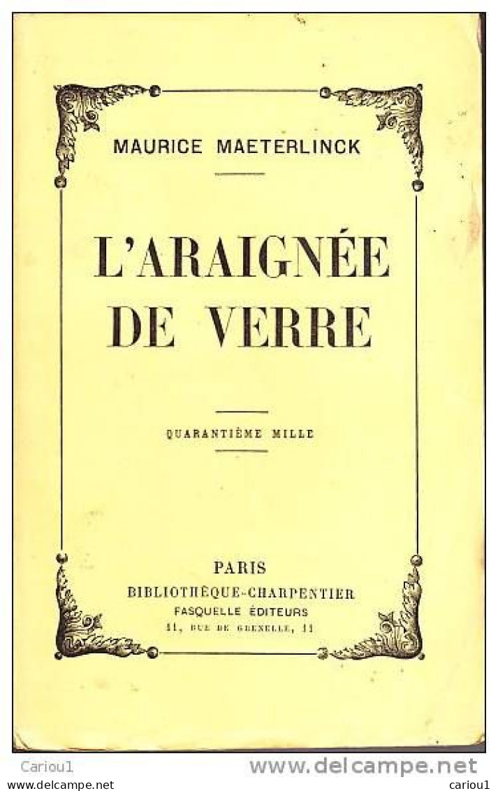 C1 MAETERLINCK L Araignee De Verre 1932 Epuise NOBEL Symbolisme PORT INCLUS France - 1901-1940