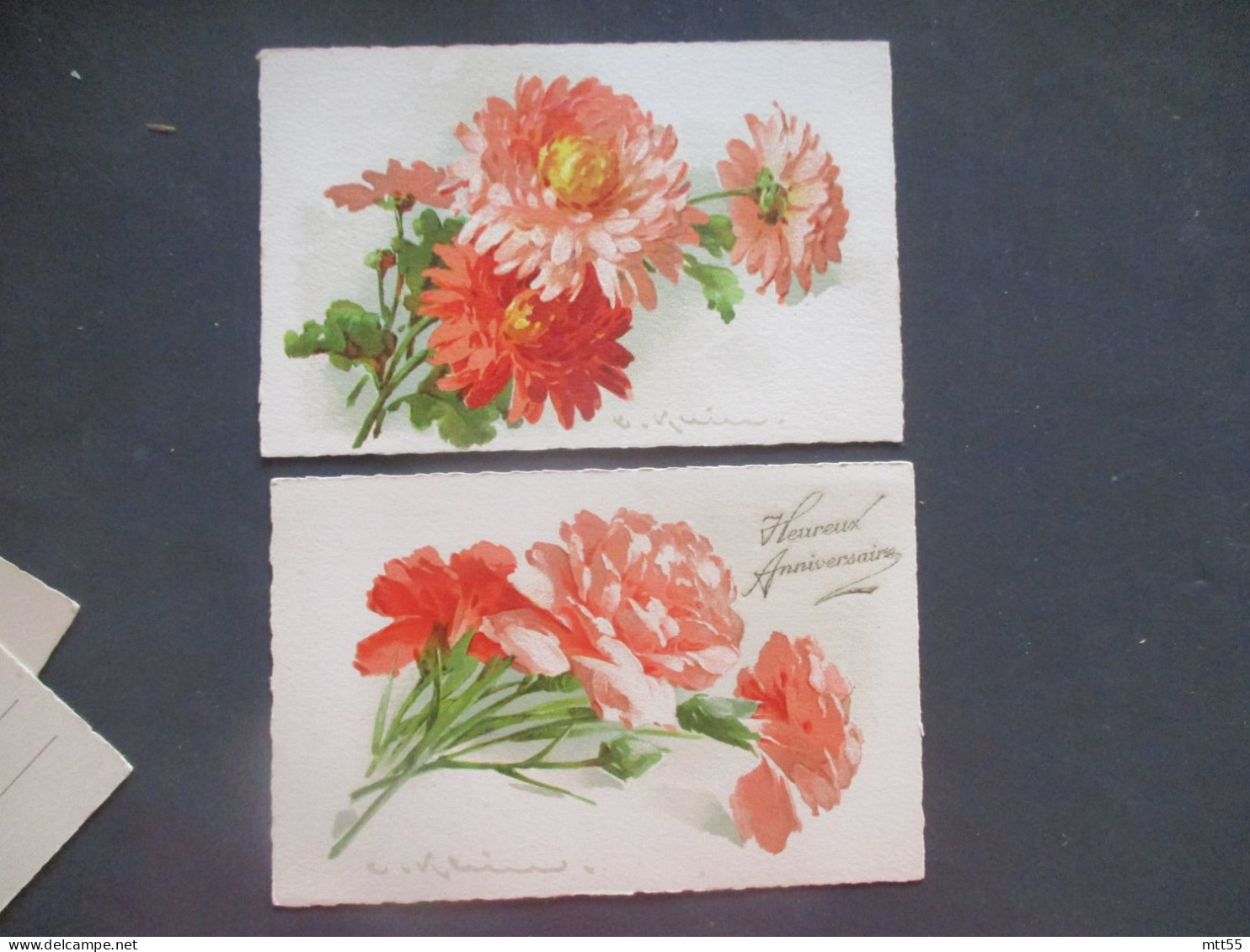 CATHARINA KLEIN LOT DE 4 CPA FLEURS OEILLET DAHLIA - Klein, Catharina