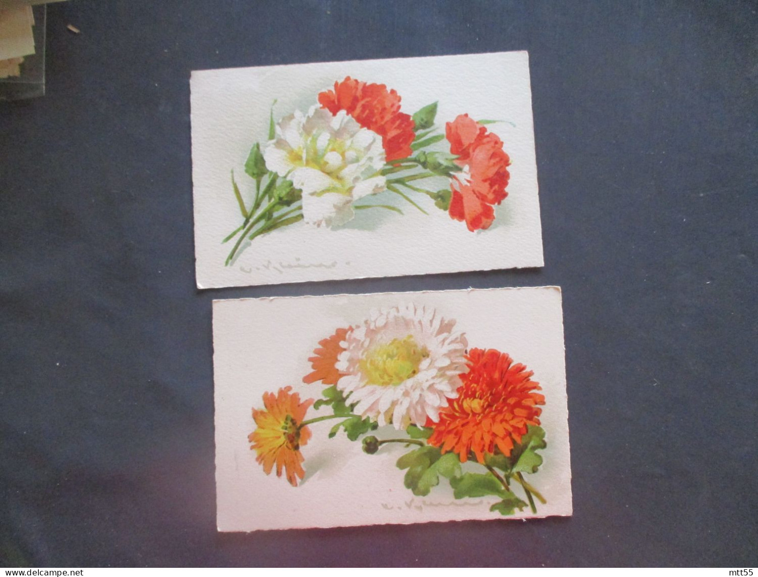 CATHARINA KLEIN LOT DE 4 CPA FLEURS OEILLET DAHLIA - Klein, Catharina