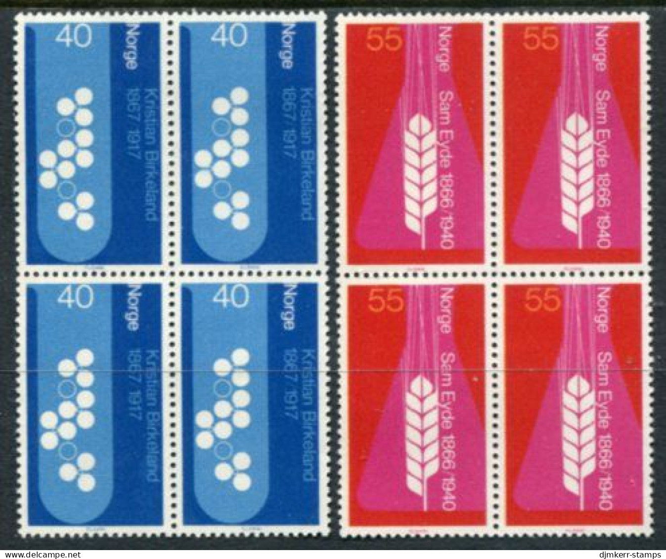 NORWAY 1966 Birth Centenaries Blocks Of 4 MNH / **.  Michel 549-50 - Ongebruikt