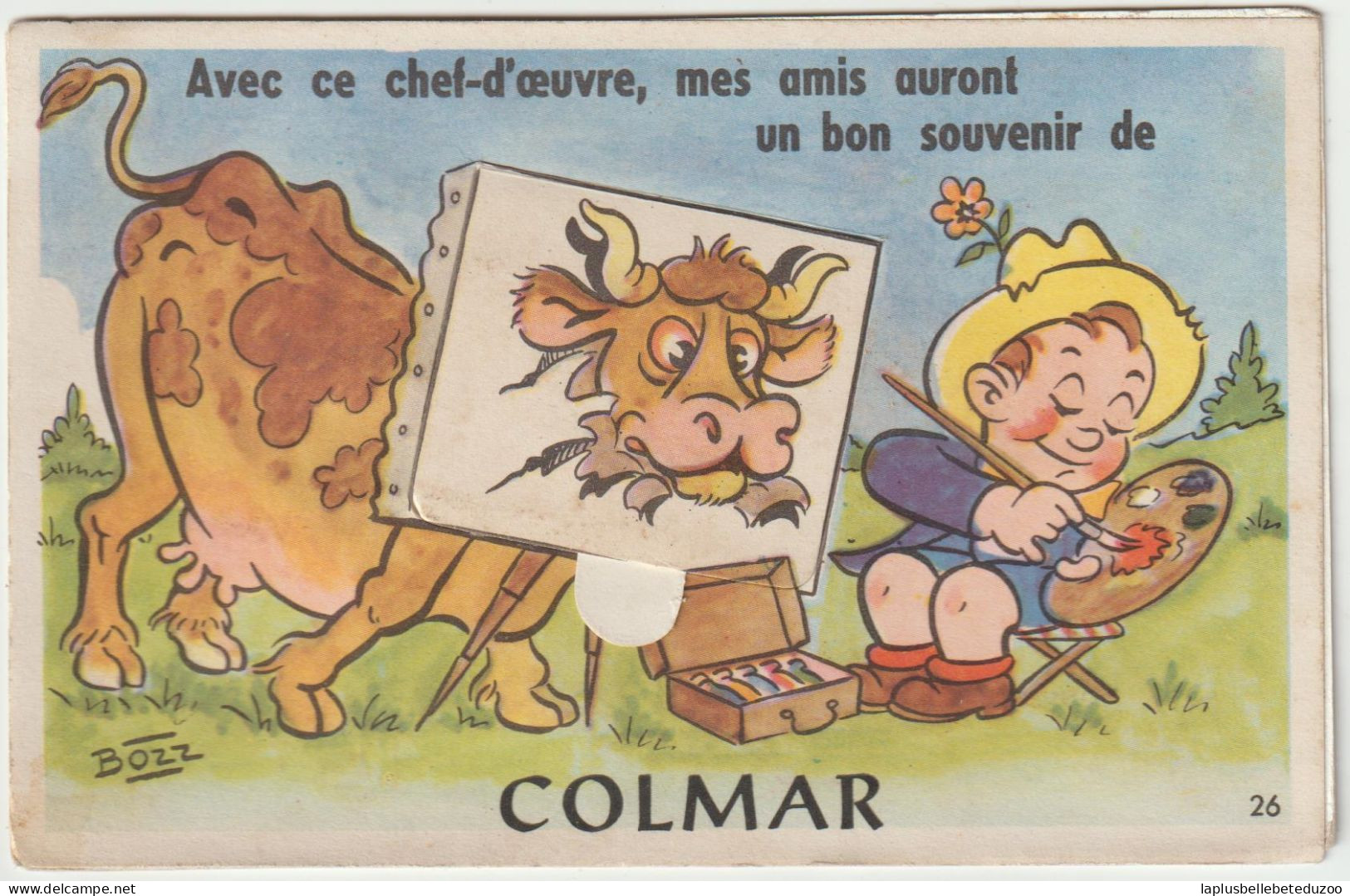 CPA - 68 - COLMAR - CARTE A SYSTEME TIRETTE - Avec Ce Chef D'oeuvre Mes Amis Auront Un Bon Souvenir De COLMAR - Colmar