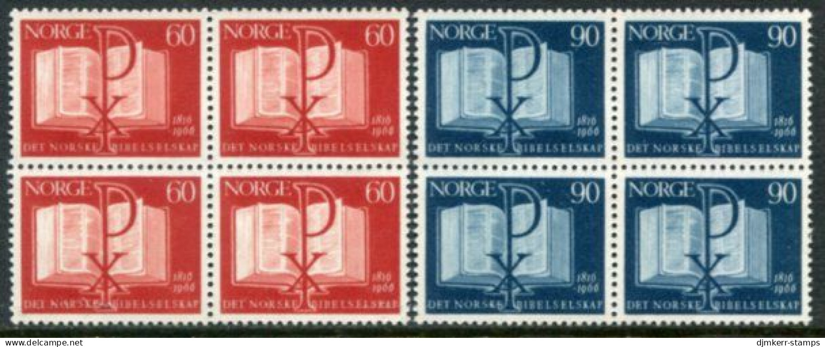 NORWAY 1966 Bible Society Anniversary Blocks Of 4 MNH / **.  Michel 541-42 - Nuovi