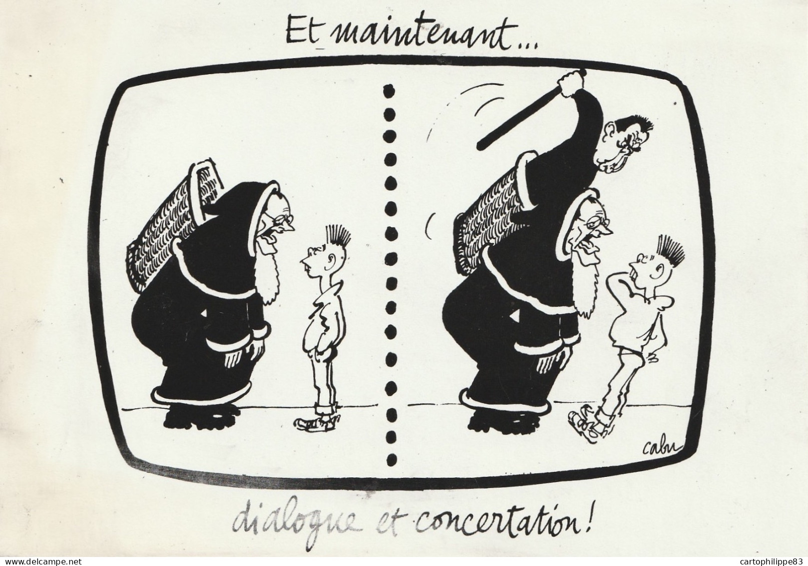 ILLUSTRATEUR  CABU HUMORISTIQUE  POLITIQUE CHIRAC PASQUA PERE NOEL - Cabu