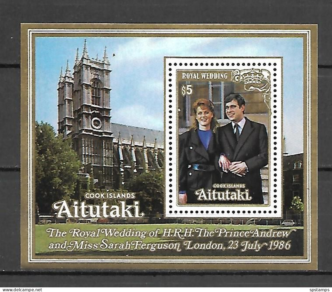 Aitutaki 1986 Royal Wedding Of Prince Andrew And Miss Sarah Ferguson MS MNH - Royalties, Royals