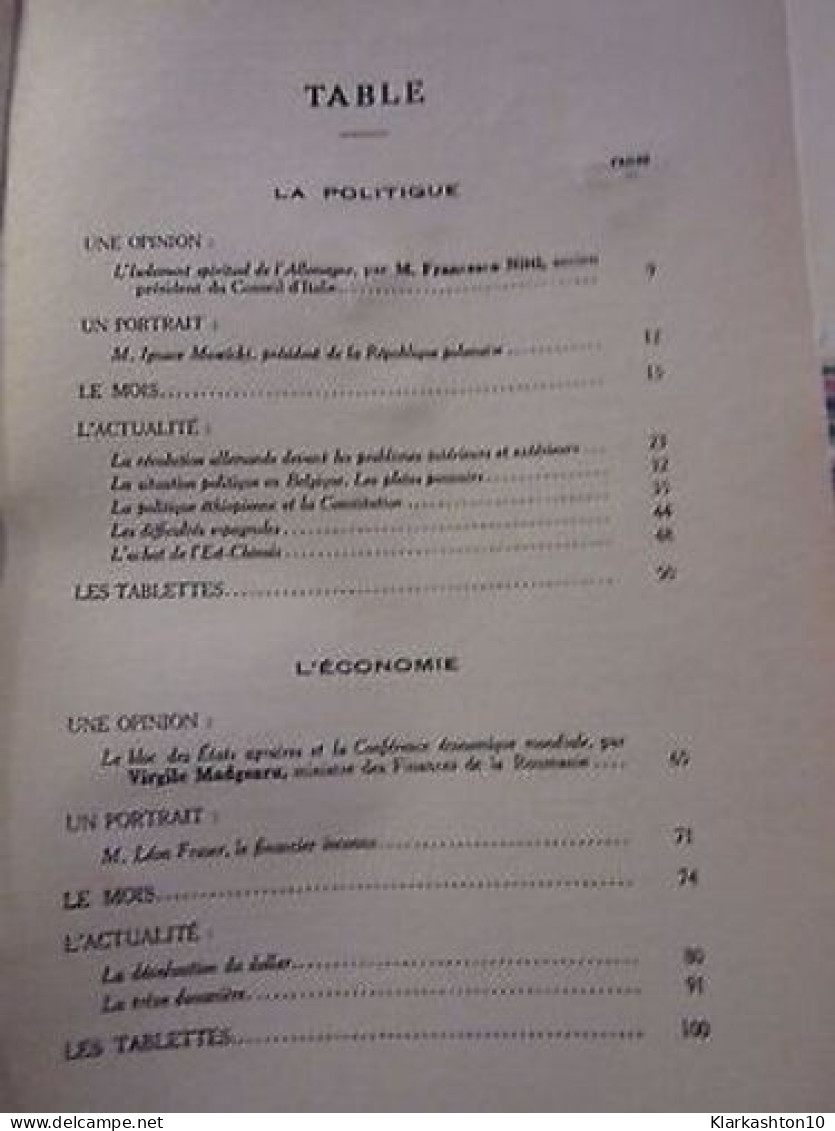 Le Mois Synthèse De L'Activité Mondiale Du 1er Mai Au 1er Juin 1933 Maulde - Other & Unclassified