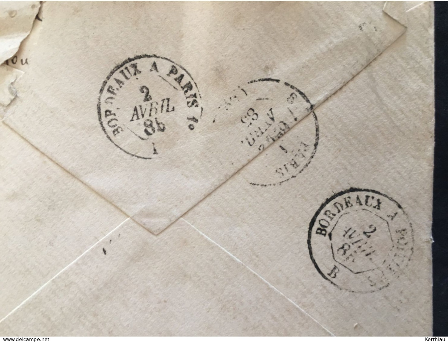 7 enveloppes et oblitérations des années 1880. Une signature notable (Mme Michelet). Destinataire connu