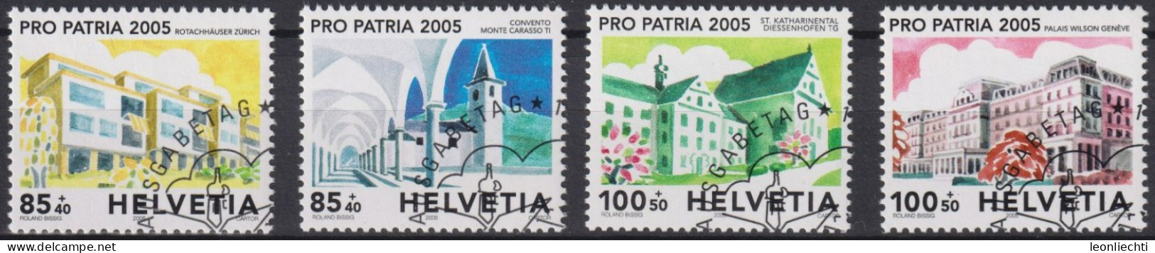 2005 Schweiz Pro Patria, Baudenkmäler Der Schweiz ⵙ Zum:CH B288-291, Mi:CH 1918-11921, Yt:CH 1844-1847 - Gebraucht