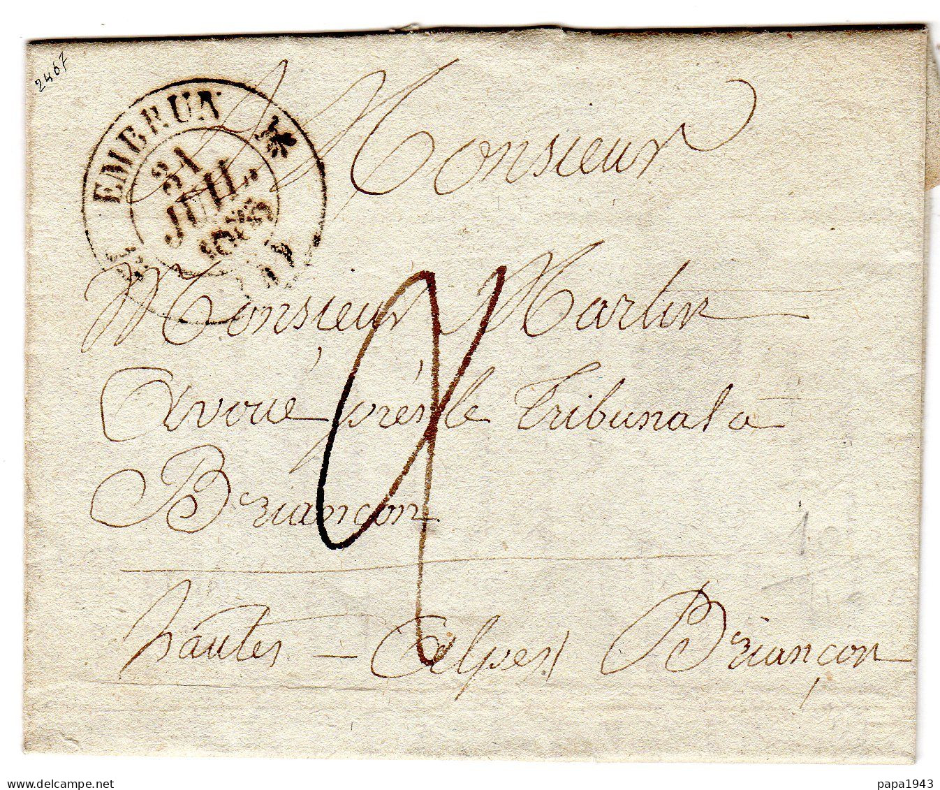 1835  CAD  T 12  D' EMBRUN  Envoyée à BRIANCON - Otros & Sin Clasificación