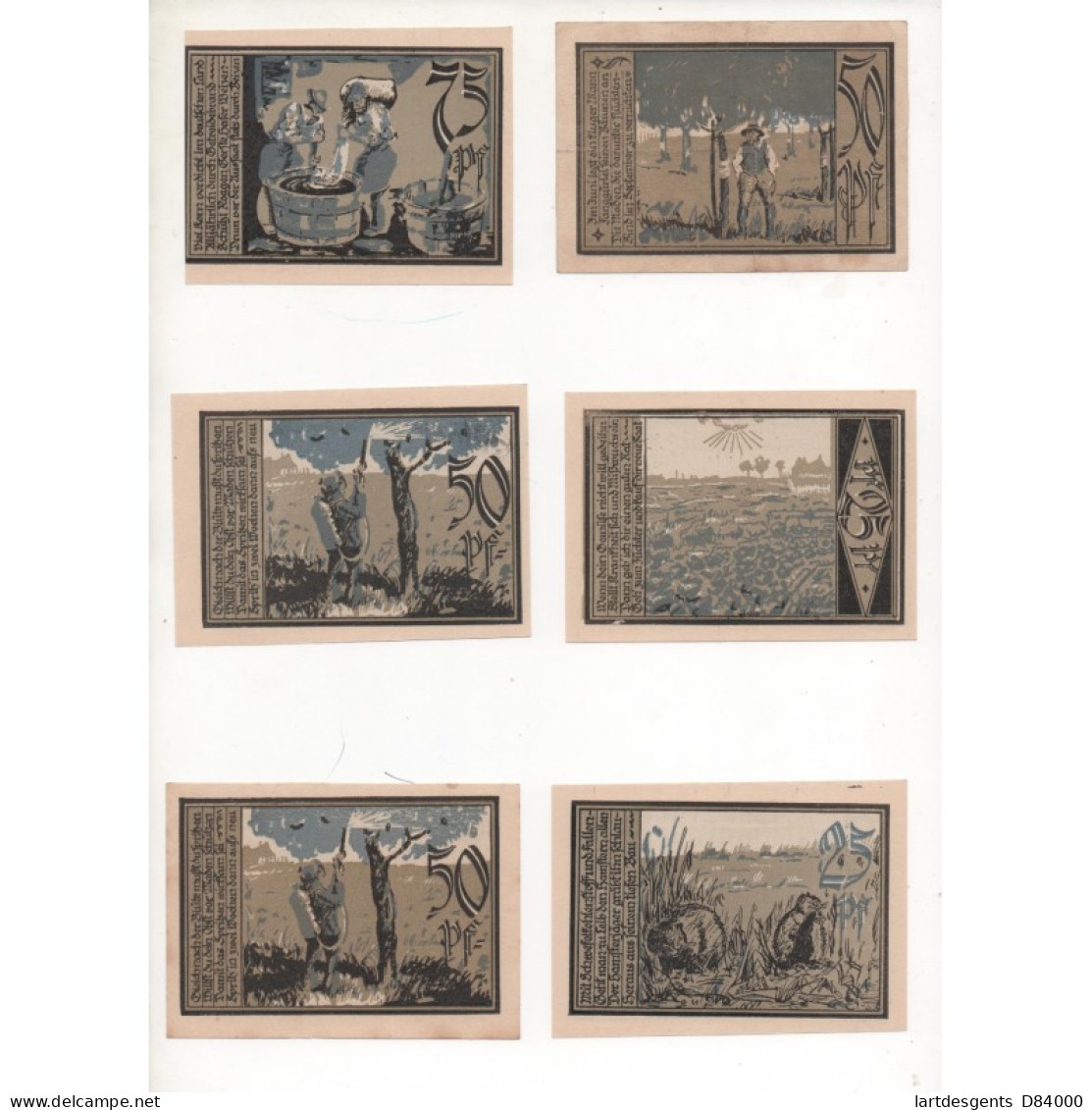 NOTGELD - ASCHERSLEBEN - 9 Different Notes - 25 & 50 & 75 Pfennig - Color - 1921 (A069) - Lokale Ausgaben