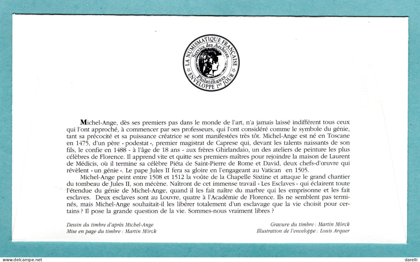FDC France 2003 - Michel Ange - Esclaves - YT 3558 - Paris - 2000-2009