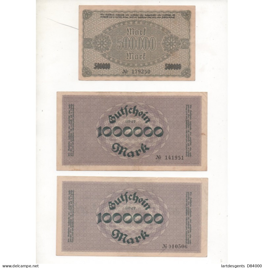 NOTGELD - AUERBACH - 3 Different Notes 500.000 & 1.000.000 Mark - 1923 (A077) - Lokale Ausgaben