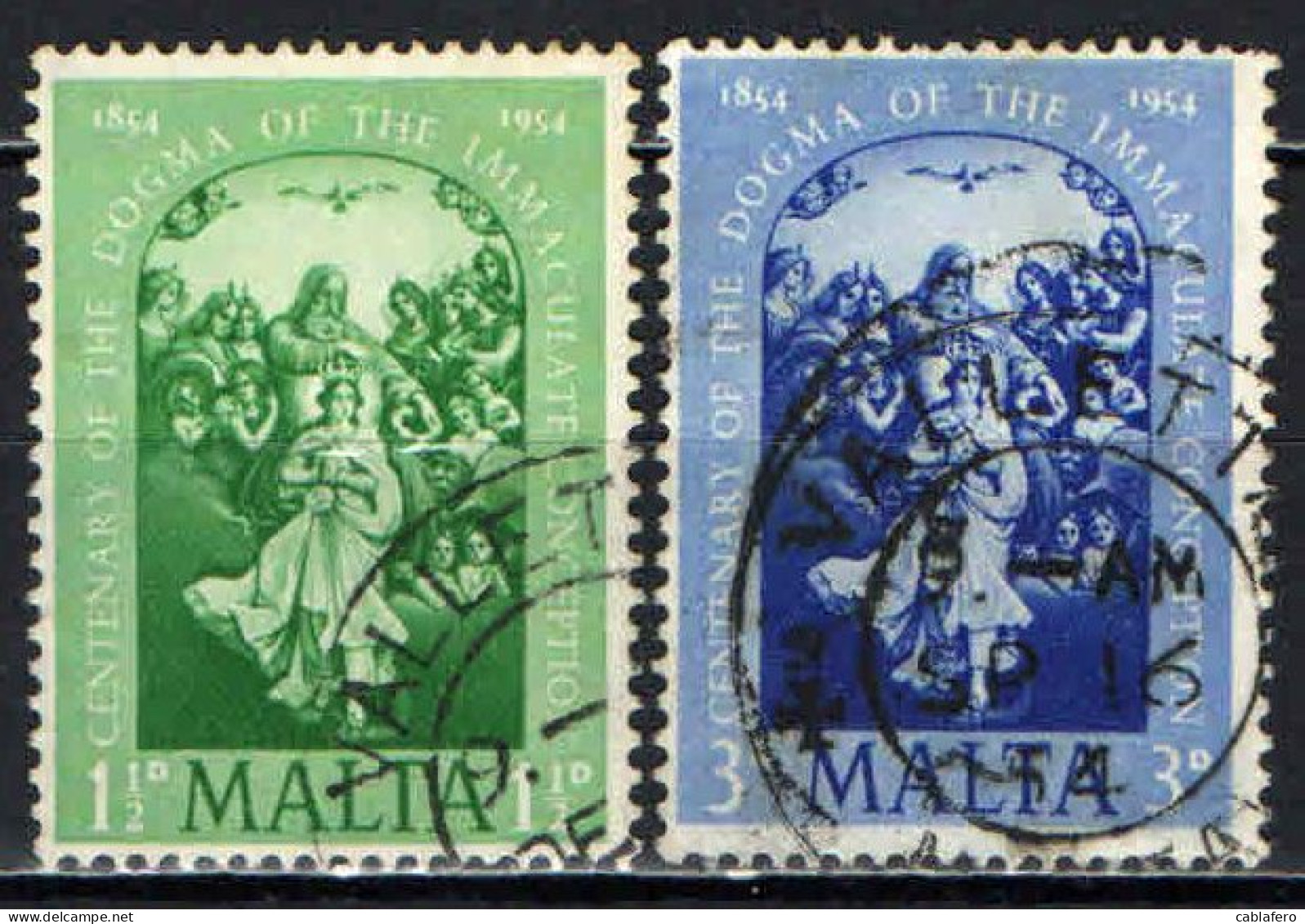 MALTA - 1954 -- CENTENARIO DEL DOGMA DELLA IMMACOLATA CONCEZIONE - USATI - Malte (...-1964)