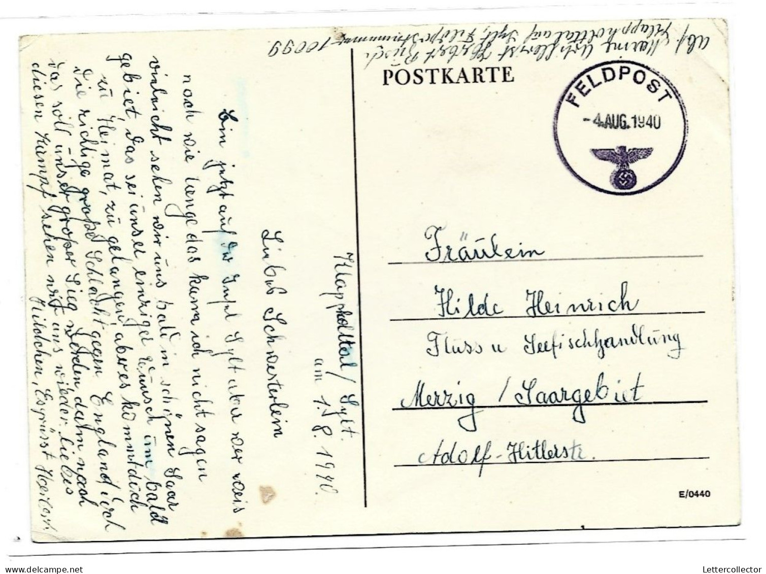 Feldpost Klappholttal Sylt Dünenexpress 1940 Provisorischer Stempel - Feldpost 2e Guerre Mondiale