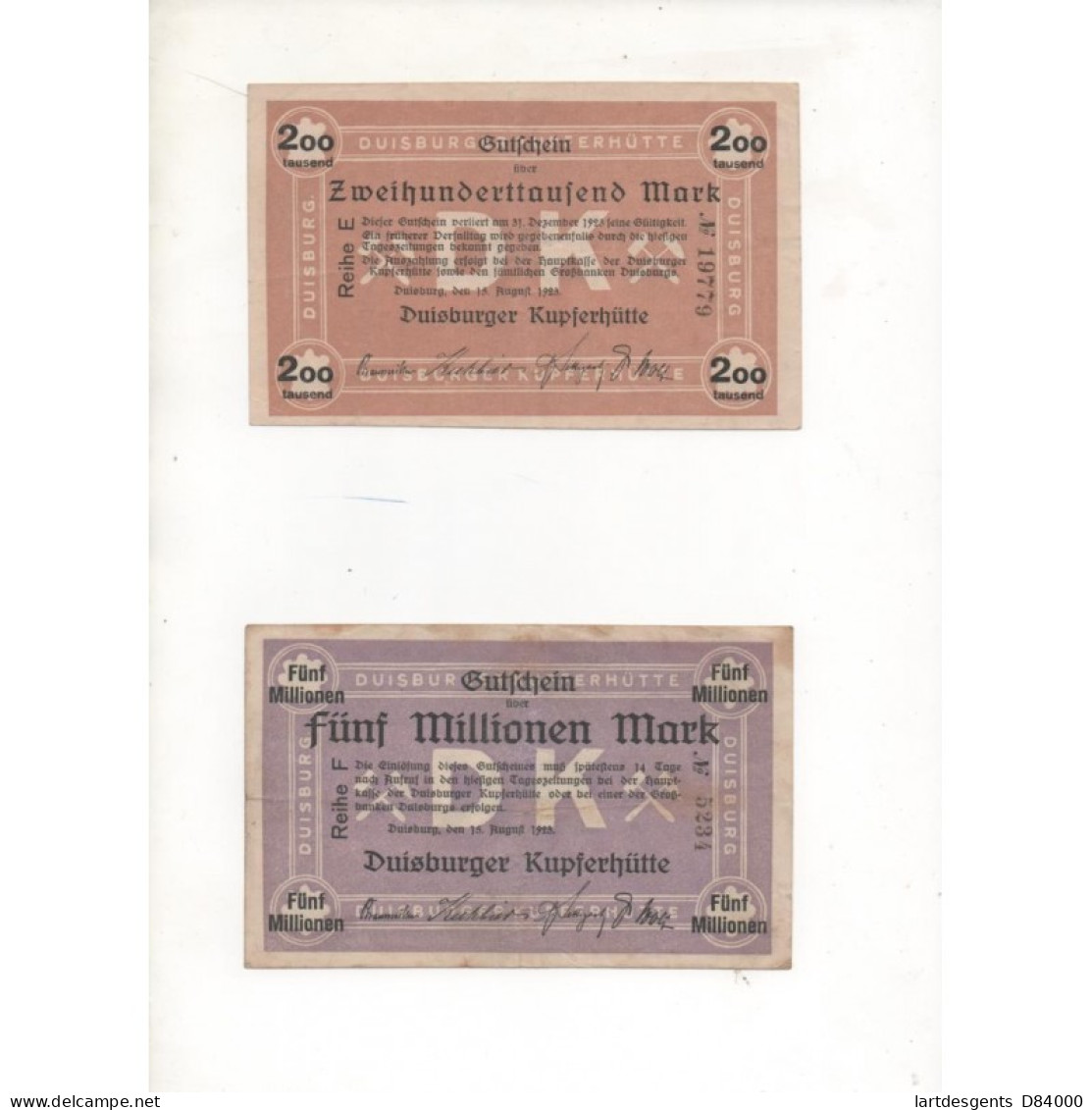 NOTGELD - DUISBURG - 10 different notes (D062)