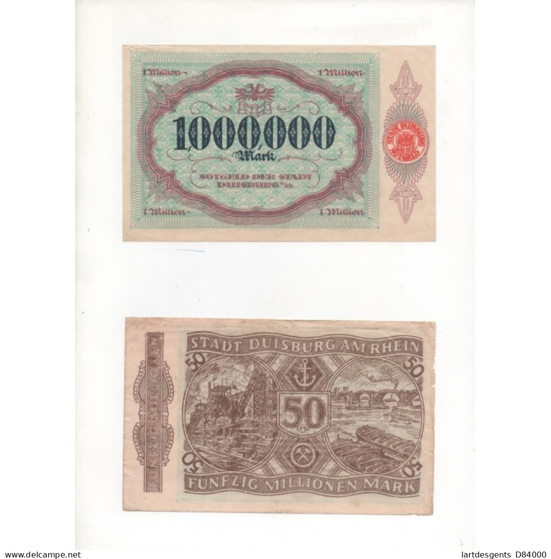 NOTGELD - DUISBURG - 5 Different Notes (D068) - Lokale Ausgaben