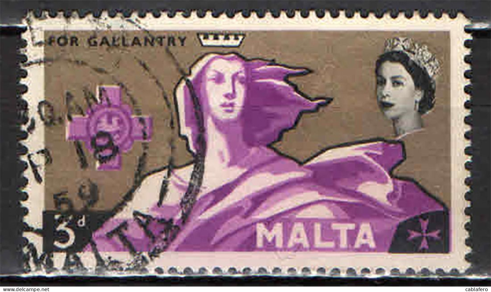 MALTA - 1959 - CONFERIMENTO A MALTA DELLA "GEORGE CROSS" - 27° ANNIVERSARIO - USATO - Malta (...-1964)