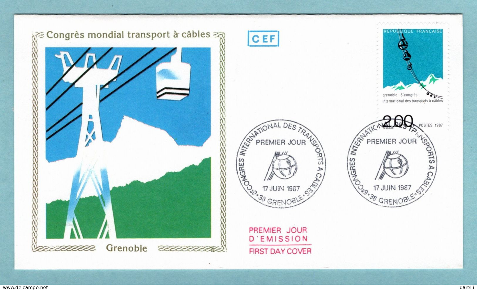 FDC France 1987 - 6ème Congrès International Des Transports à Câbles - YT 2480 - 38 Grenoble - 1980-1989