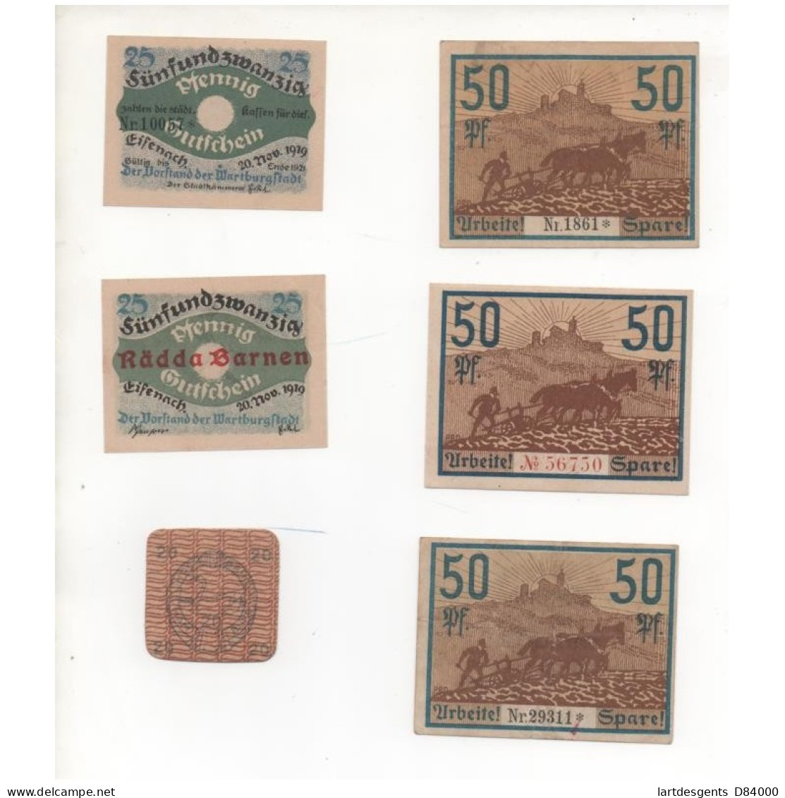 NOTGELD - EISENBACH - 6 Different Notes - 25 & 50 Pfennig (E017) - [11] Emissions Locales