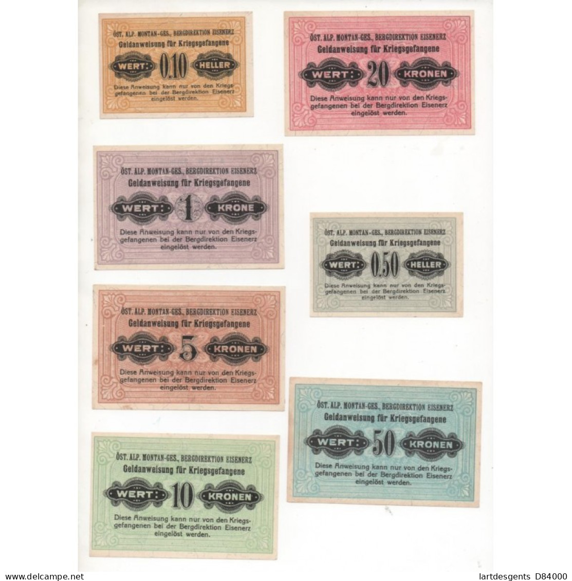 NOTGELD - EISENERZ - AUTRICHE - 7 Different Notes - Prisonnier - RARE (E023) - Lokale Ausgaben