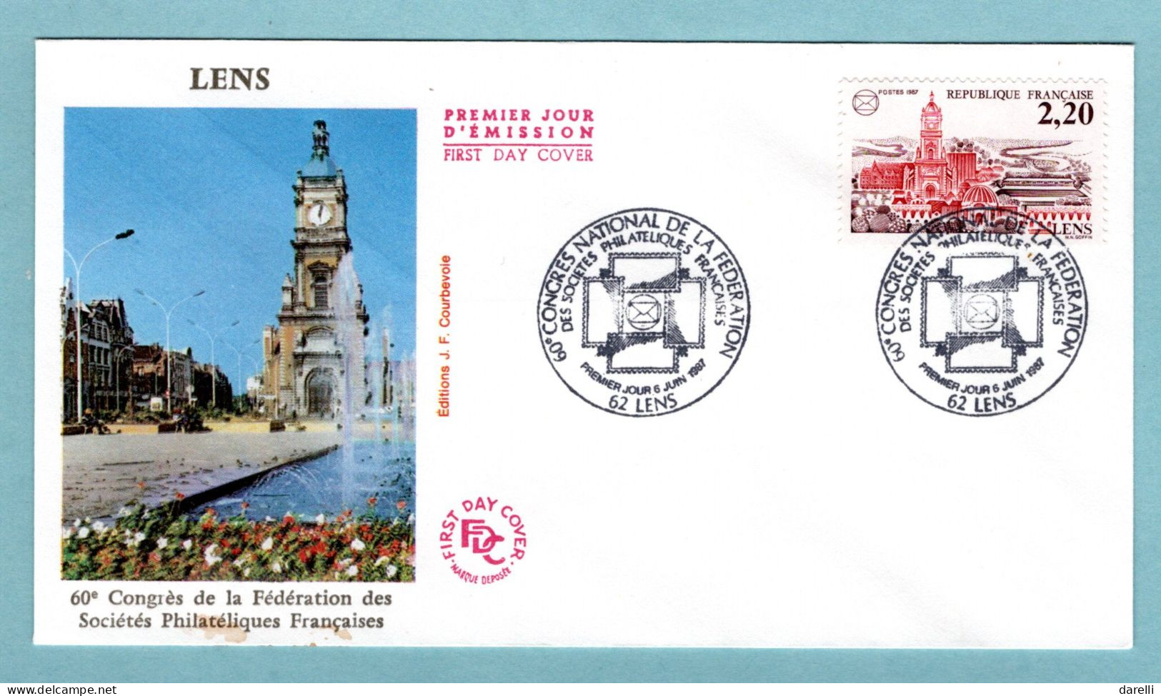 FDC France 1987 - Lens - Congrès National De La Fédération Des Sociétés Philatéliques Françaises YT 2476 - 62 Lens - 1980-1989