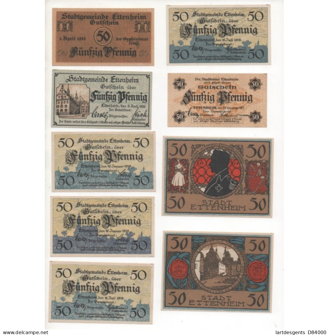 NOTGELD - ETTENHEIM - 13 Different Notes 50 Pfennig (E077) - [11] Emissions Locales