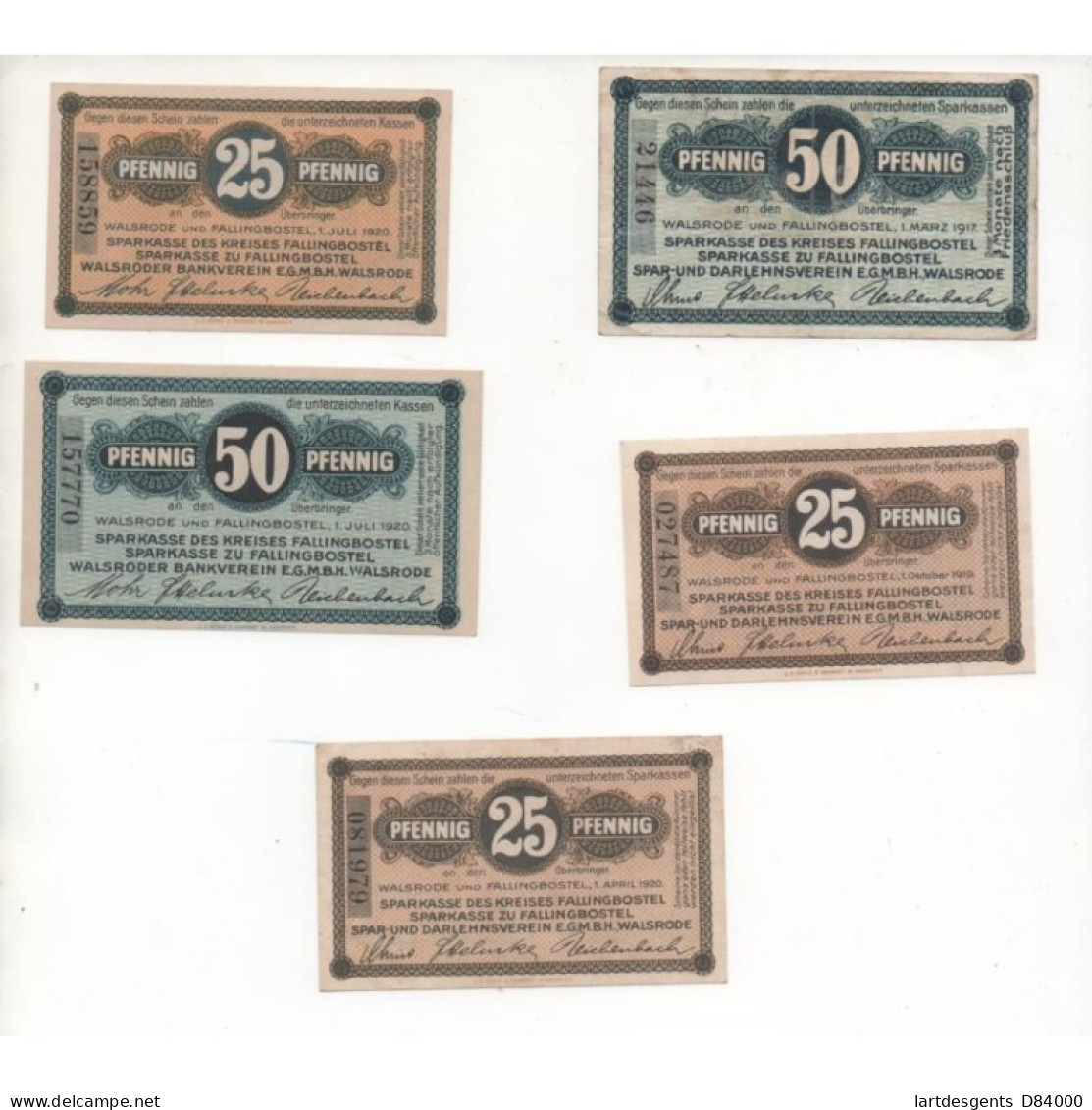 NOTGELD - FALLINGBOSTEL - 6 Different Notes - 25 & 50 Pfennig (F003) - [11] Emissions Locales