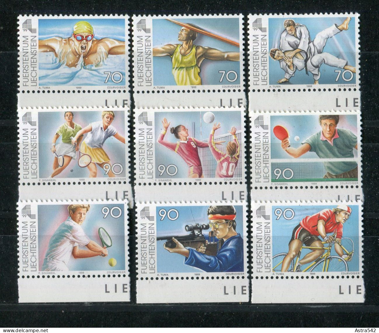 "LIECHTENSTEIN" 1999, Mi. 1203-1211 "Sport" ** (A2031) - Neufs