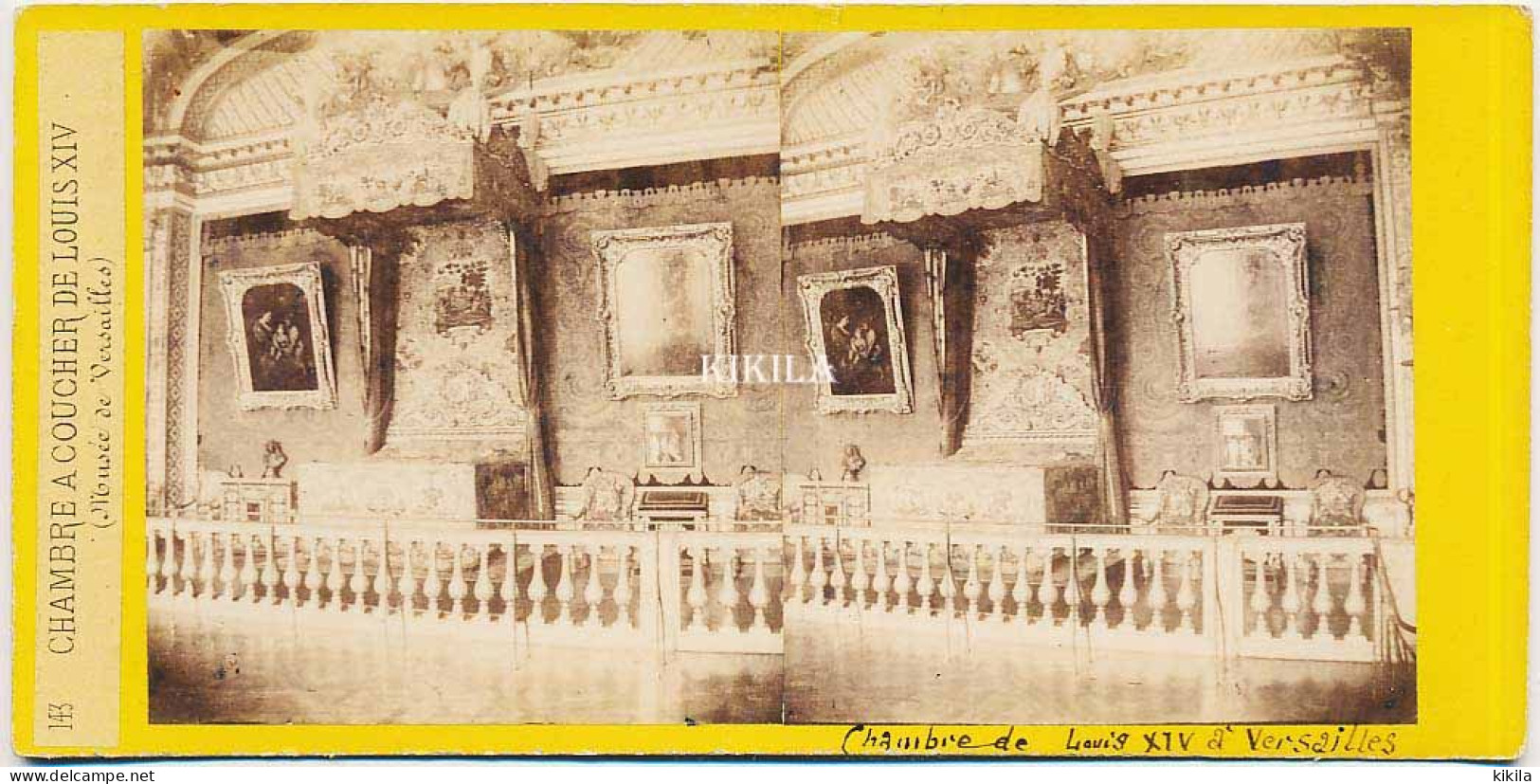 Photo Stéréoscopique (25) 7,3x8 Cm Carton Fort 17,5x8,6 Cm  143 Chambre à Coucher De Louis XIV Musée De VERSAILLES - Photos Stéréoscopiques