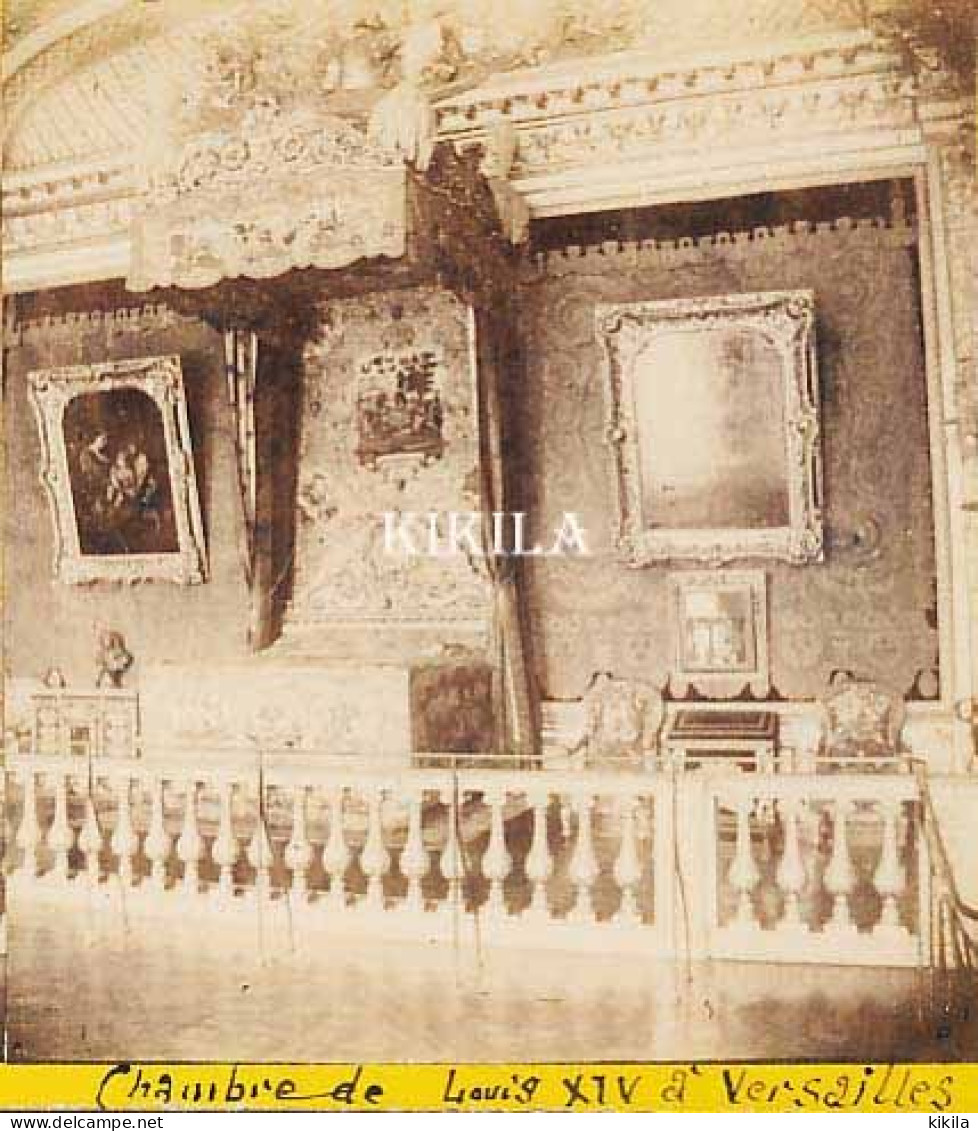 Photo Stéréoscopique (25) 7,3x8 Cm Carton Fort 17,5x8,6 Cm  143 Chambre à Coucher De Louis XIV Musée De VERSAILLES - Photos Stéréoscopiques