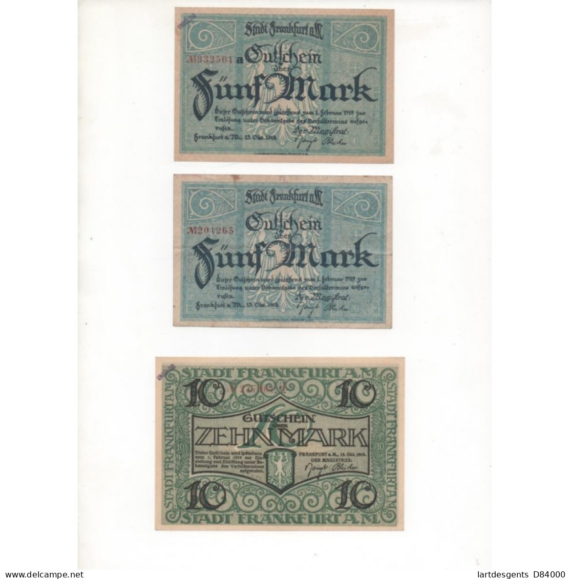 NOTGELD - FRANKFURT - 6 Different Notes (F021) - Lokale Ausgaben