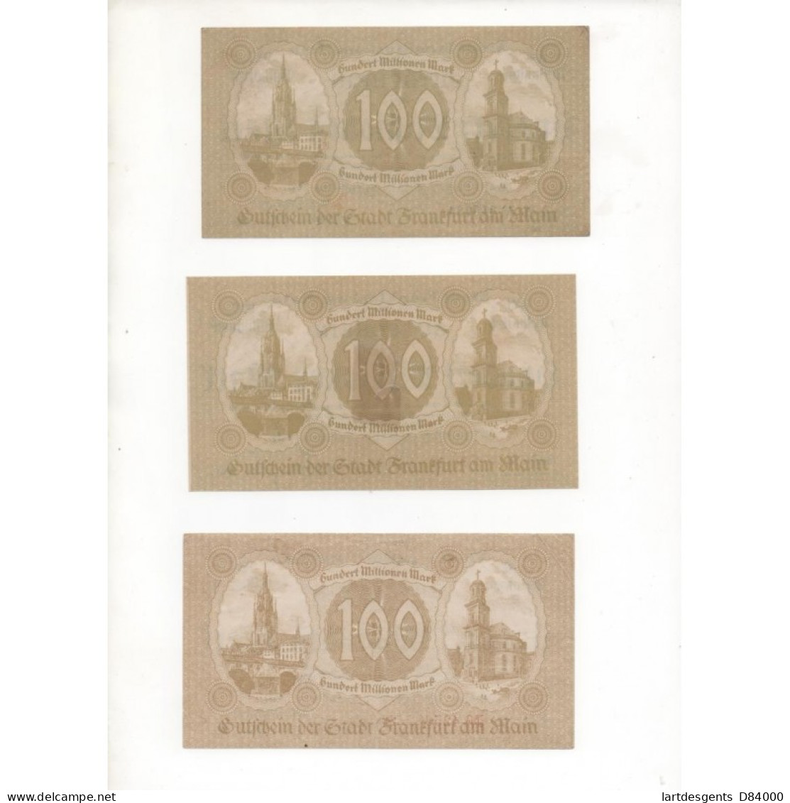 NOTGELD - FRANKFURT - 9 Different Notes - 100 Millionen - 1923 (F031) - Lokale Ausgaben