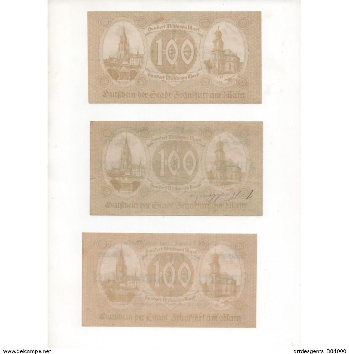 NOTGELD - FRANKFURT - 9 Different Notes - 100 Millionen - 1923 (F031) - Lokale Ausgaben