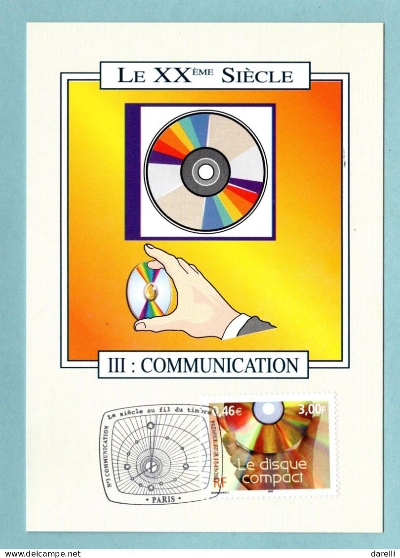 Carte Maximum 2001 - Le Siècle Au Fil Du Timbre - La Communication - Le Disque Compact - YT 3376 - Paris - 2000-2009