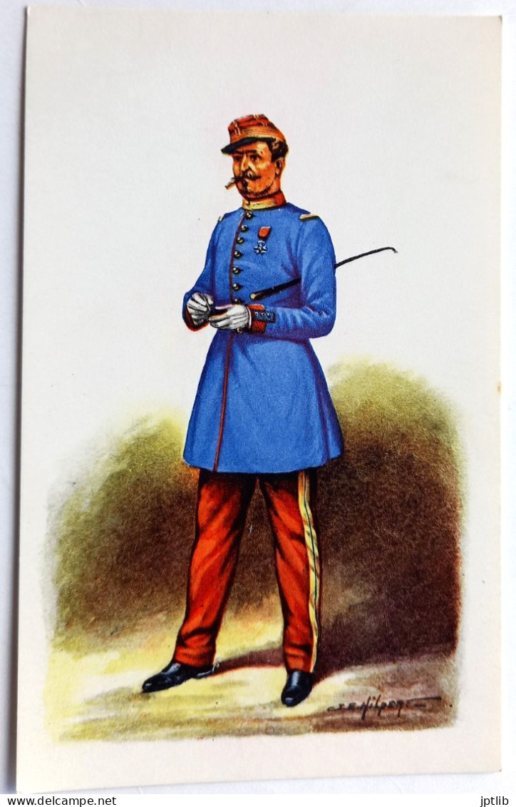 Carte Postale Illustrateur / J. E. HILPERT / Société D'Édition Française / CENT-GARDES - 5 - Officier - Tenue Du Matin ( - Other & Unclassified