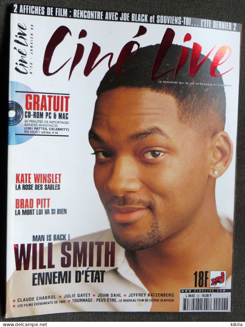 CINÉ LIVE N° 20 Janvier 1999 Magazine De Cinéma Ennemi D'état Will Smith  Kate Winslet  Brad Pitt  Claude Chabrol  * - Cinéma