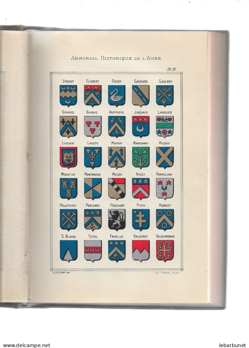 Livre Ancien 1912 Armorial Historique De L'Aube Par M.Louis Le Clert - 1901-1940