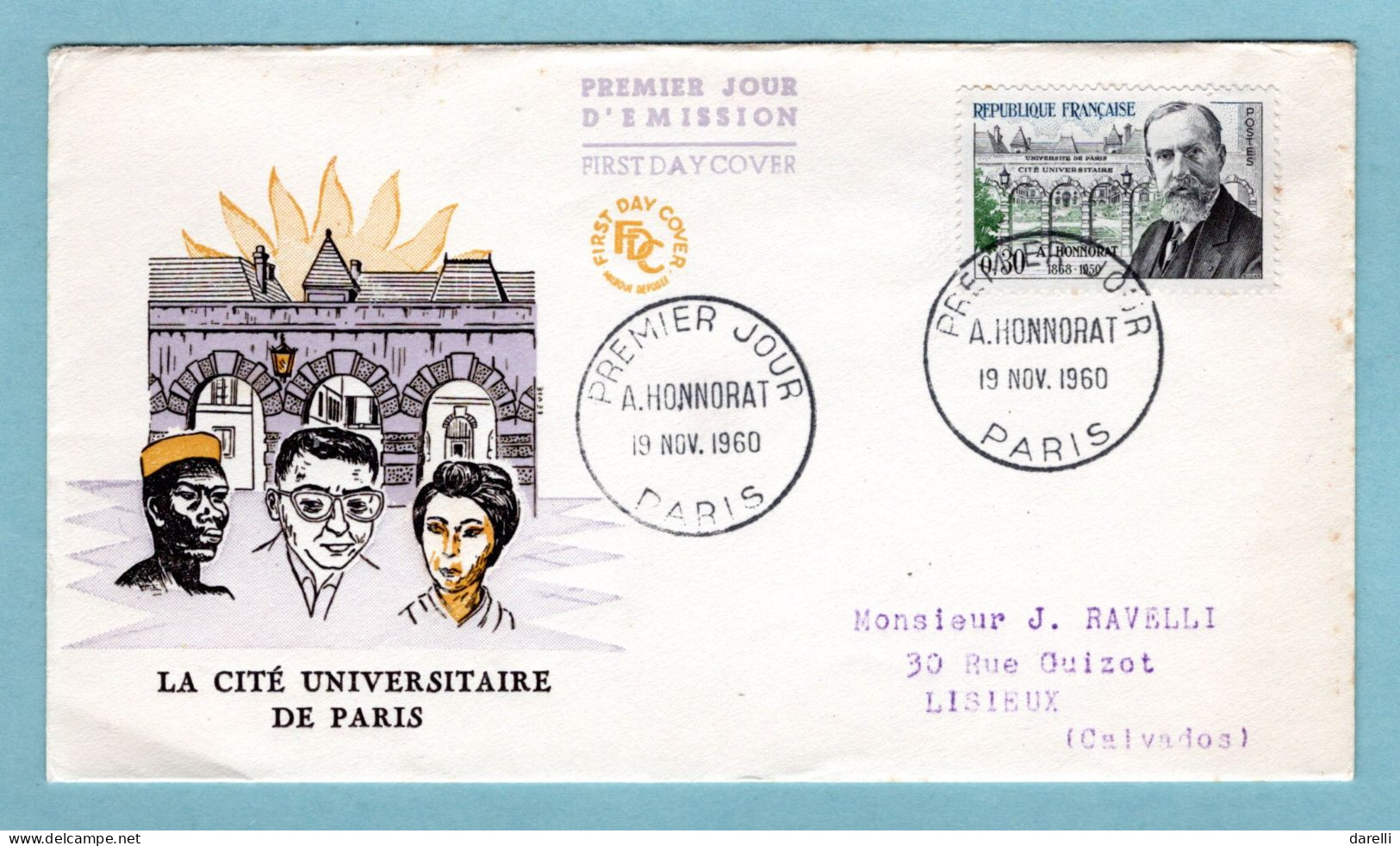 FDC France 1960 - André Honnorat - YT 1277 - Paris - 1960-1969