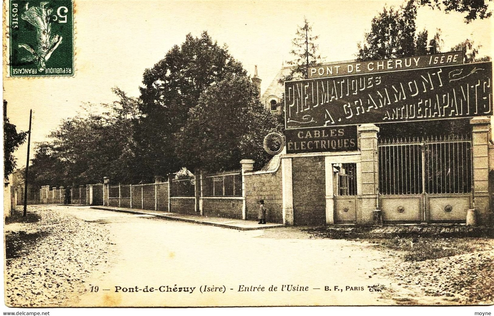 2351  - PONT De CHERUY  :  Entrée De L'Usine Des Pneumatiques  A . GRAMMONT    Circulée En 1916 - Pont-de-Chéruy