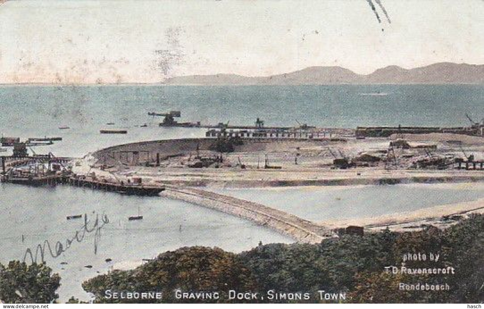 482348Simons Town, Selborne Graving Dock. (postmark 1907)(see Corners) - Südafrika