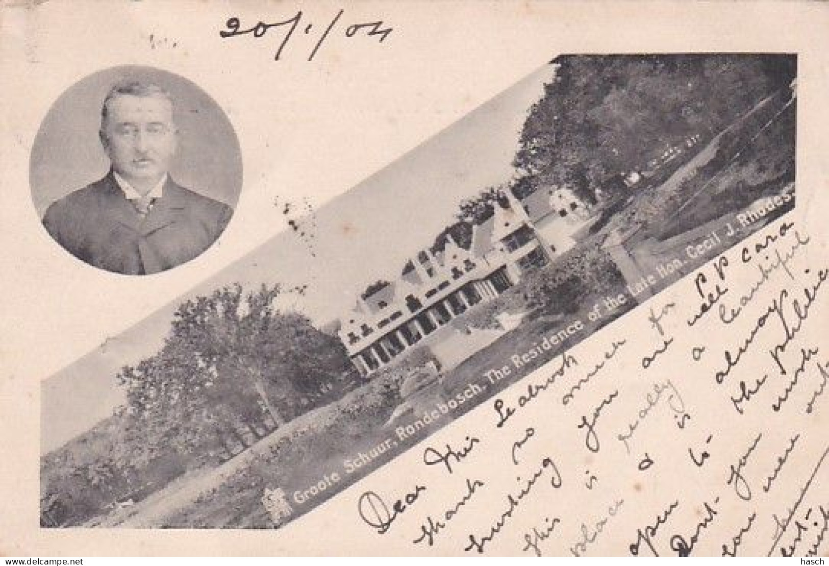 4823      26           Groote Schuur, Rondebosch The Residence Of The Late Hon. Cecil J. Rhodes. (postmark 1904)(see - Afrique Du Sud