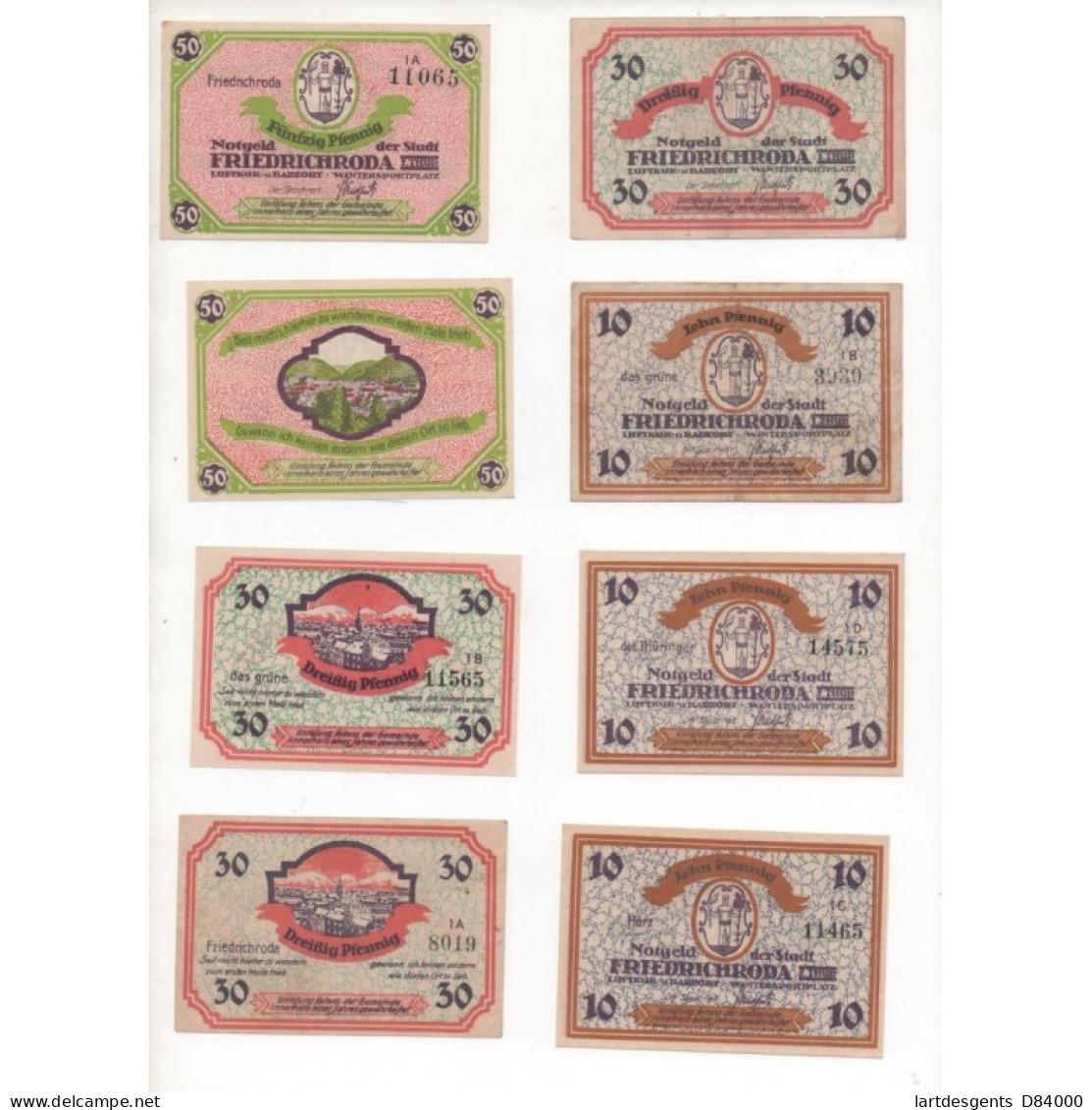 NOTGELD - FRIEDRICHRODA - 11 Different Notes 10 & 30 & 50 Pfennig (F050) - [11] Emissions Locales