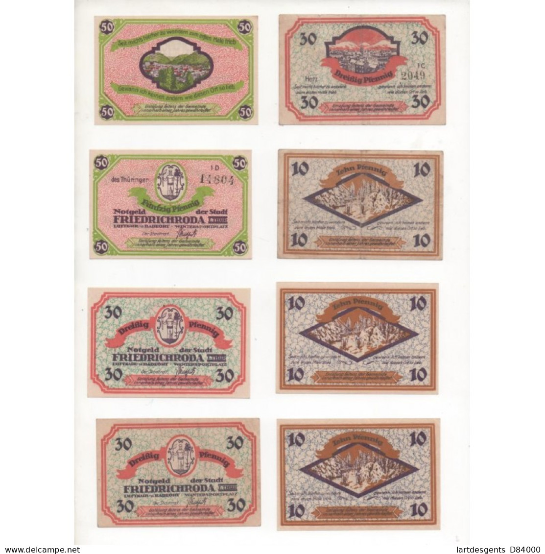 NOTGELD - FRIEDRICHRODA - 11 Different Notes 10 & 30 & 50 Pfennig (F050) - [11] Emissions Locales