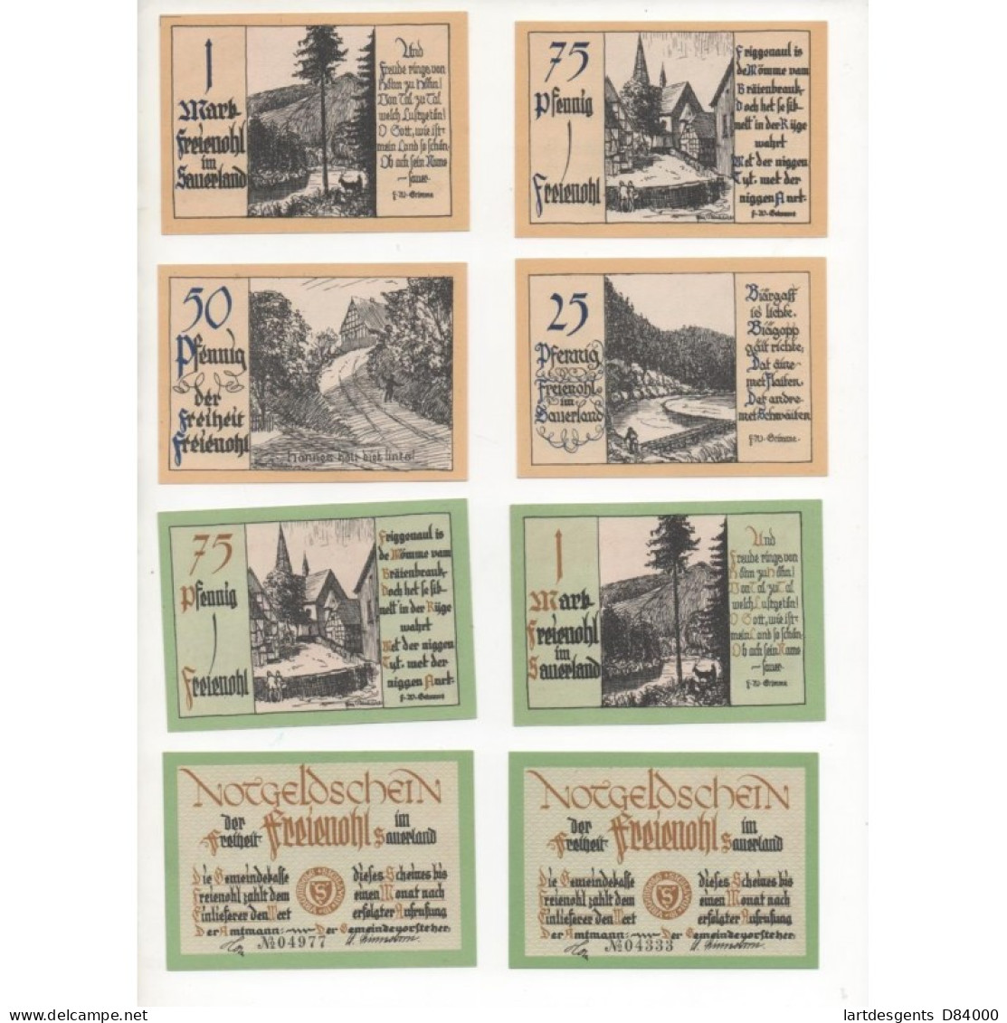 NOTGELD - FREIENOLH - 16 Different Notes - SERIE COMPLETE (F058) - Lokale Ausgaben