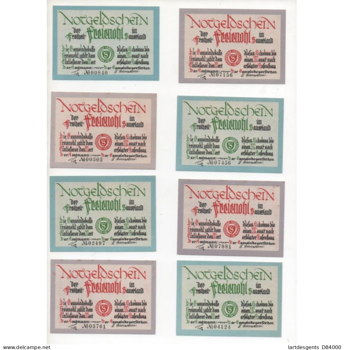 NOTGELD - FREIENOLH - 16 Different Notes - SERIE COMPLETE (F058) - [11] Emissions Locales